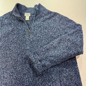 Vtg L.L. Bean Mens Navy 100% Lambs Wool Full-Zip Sweater L-Reg 90's Academia